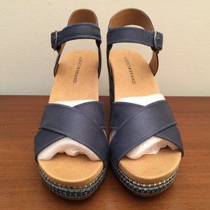 NIB Lucky Brand Women's Yarosan Wedge Sandal Blue